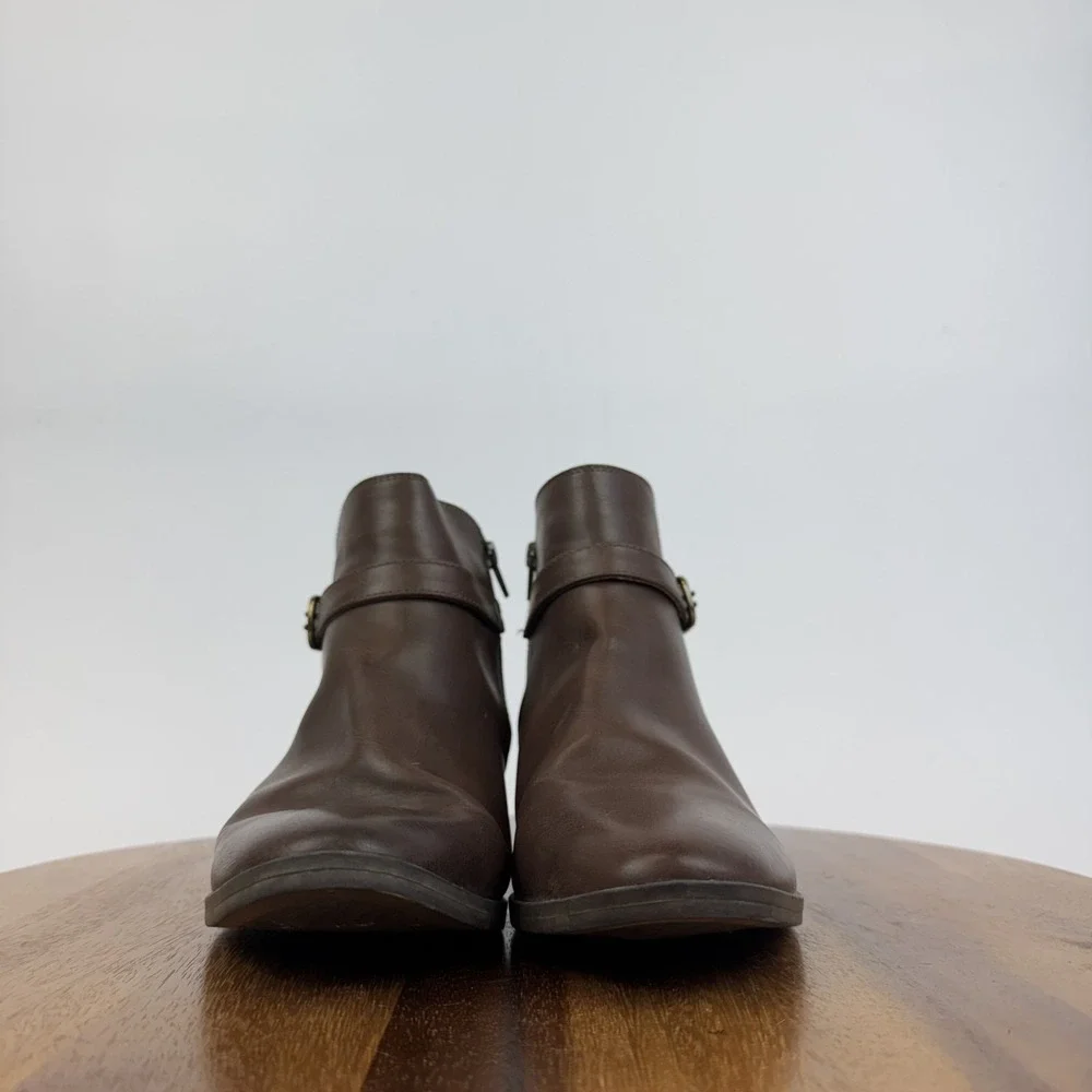 Womens Soul Naturalizer Rosaline Brown Faux‎ Leather Buckle Ankle Bootie Size 10